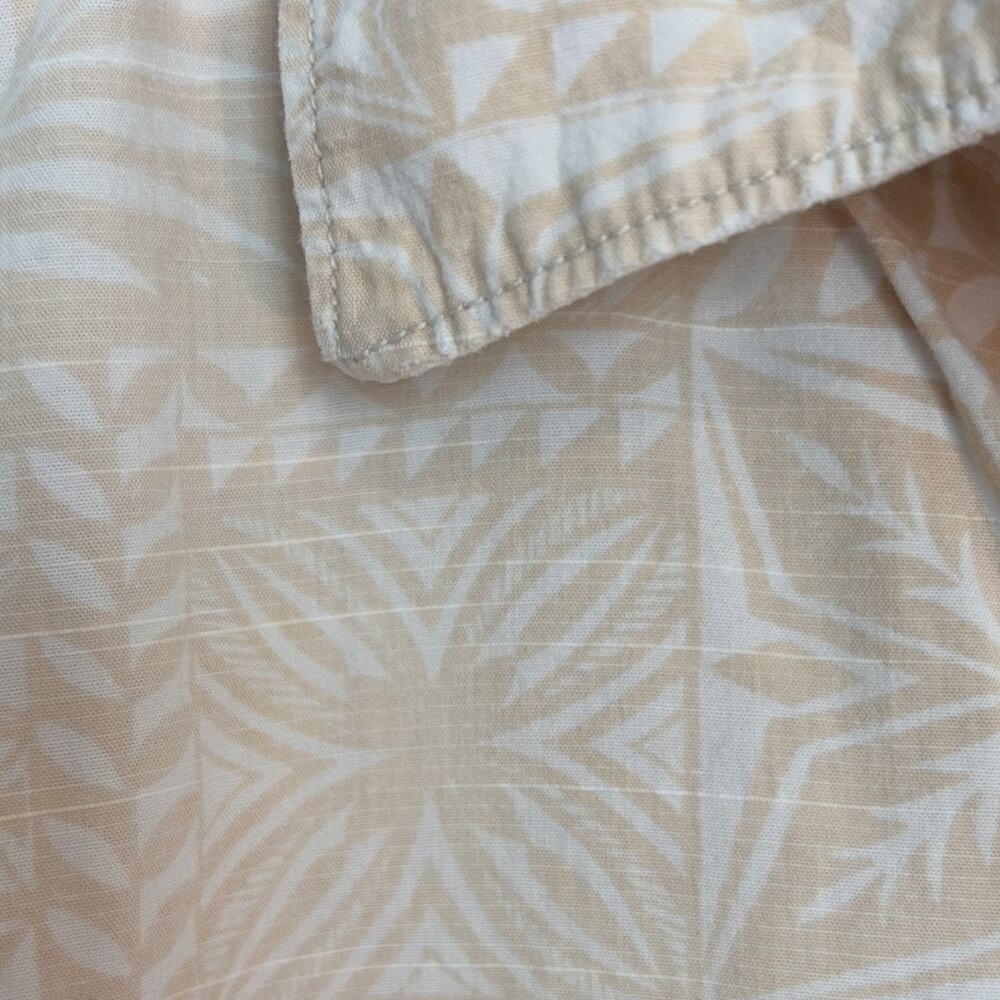 Quiksilver Men M Beige Geometric Cotton Button-Up Short Sleeve Shirt - Picture 3 of 4